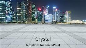  Presentation with cityscape - Cool new presentation theme with prosperity road - prosperous modern cityscape at night backdrop and a  colored foreground