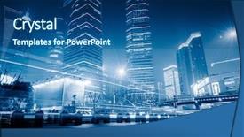  Presentation with water drops in blue tone - Audience pleasing presentation consisting of prosperity road - shanghai the bund blue toned backdrop and a ocean colored foreground