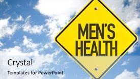  Presentation with mens health - Colorful presentation theme enhanced with prostate cancer - mens health sign with sky backdrop and a light blue colored foreground