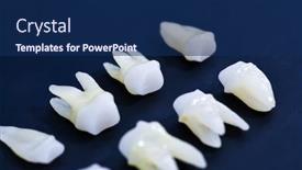  Presentation with dental restoration - Cool new PPT layouts with prosthetic-dentistry-white-teeth backdrop and a navy blue colored foreground