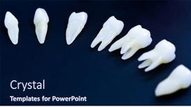  Presentation with dental restoration - Colorful slide set enhanced with prosthetic-dentistry-white-teeth backdrop and a navy blue colored foreground