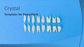  Presentation with dental restoration - PPT theme having prosthetic-dentistry-white-teeth background and a light blue colored foreground