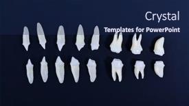  Presentation with dental restoration - Colorful presentation theme enhanced with prosthetic-dentistry-white-teeth backdrop and a navy blue colored foreground