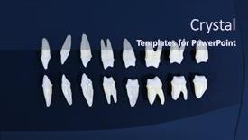  Presentation with dental restoration - Slide deck enhanced with prosthetic-dentistry-white-teeth background and a navy blue colored foreground