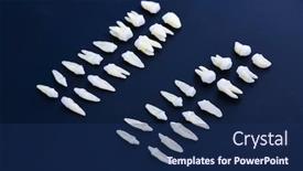  Presentation with dental restoration - Beautiful slide deck featuring prosthetic-dentistry-white-teeth backdrop and a navy blue colored foreground