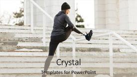  Presentation with prosthetic leg - Presentation theme consisting of prosthetics - image of disabled running girl background and a soft green colored foreground