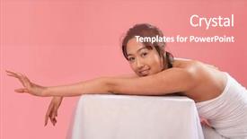  Presentation with asian war - Slide set having prostration - attractive asian young woman background and a coral colored foreground