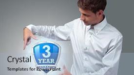  Presentation with shield - Amazing PPT layouts having protecting environment - young businessman holding virtual shield backdrop and a light blue colored foreground