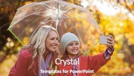  Presentation with selfie - Presentation theme having protect family theme - girl taking selfie with mother background and a tawny brown colored foreground