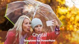  Presentation with selfie - PPT theme with protect family theme - happy girl taking selfie background and a red colored foreground