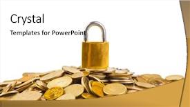  Presentation with fresh water splash green apple isolated white - PPT theme enhanced with protect money - coins and lock isolated background and a  colored foreground