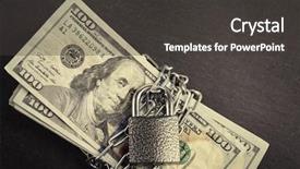  Presentation with chain - PPT theme consisting of protect money - dollars currency with lock background and a dark gray colored foreground