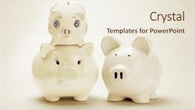  Presentation with three - Slide set enhanced with protect money - family of three piggy banks background and a  colored foreground
