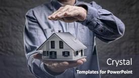  Presentation with insurance - PPT layouts featuring protect-your-house-insurance-security background and a tawny brown colored foreground