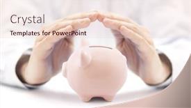  Presentation with piggy bank - Presentation design featuring protect-your-money-small-pink background and a lemonade colored foreground