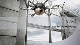  Presentation with security gate - PPT layouts consisting of protected areas - 3d image of security border background and a light gray colored foreground