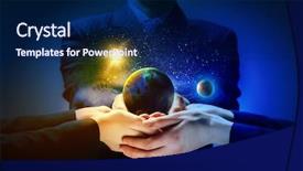  Presentation with ecology - Slide set with protected business - close up image of human background and a navy blue colored foreground