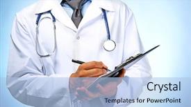  Presentation with blue - Theme enhanced with protected health insurance - male doctor with folder background and a light blue colored foreground