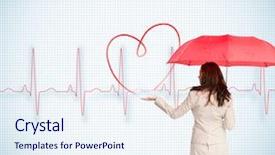  Presentation with composite - Audience pleasing slide deck consisting of protecting heart - composite image of brunette businesswoman backdrop and a sky blue colored foreground