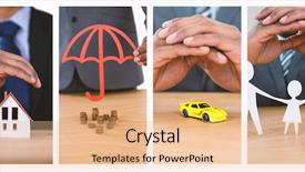  Presentation with paper hand drawn politics - Colorful PPT theme enhanced with protecting house model with hands backdrop and a coral colored foreground