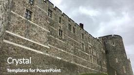  Presentation with castle - Audience pleasing PPT layouts consisting of protecting perimeter - castle fortifications backdrop and a gray colored foreground