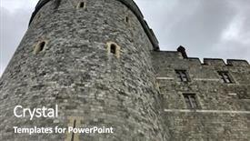  Presentation with castle - PPT theme having protecting perimeter - castle fortifications background and a gray colored foreground