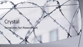  Presentation with barbed wire on the sky - Slides consisting of protecting perimeter - closeup barbed wire background and a light gray colored foreground