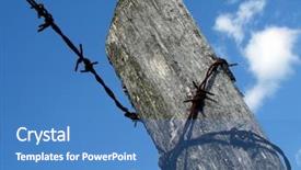  Presentation with barbed wire on the sky - Audience pleasing presentation theme consisting of protecting perimeter - column with barbed wire backdrop and a  colored foreground