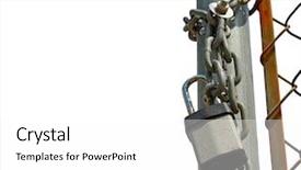  Presentation with padlock - Slides consisting of protecting perimeter - fence pole and padlock background and a white colored foreground