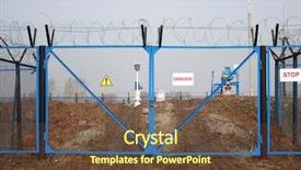 Presentation with danger - Slides featuring protecting perimeter - industry danger - locked gate background and a tawny brown colored foreground