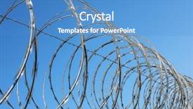  Presentation with barbed wire fence prison concept - PPT theme with protecting perimeter - razor and barbed wire fence background and a teal colored foreground