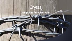  Presentation with cedar - Theme featuring protecting perimeter - strand of barbed wire wrapped background and a gray colored foreground