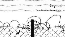 Presentation with barbed wire fence prison concept - Audience pleasing slides consisting of protecting perimeter - wired fence with barbed wires backdrop and a white colored foreground