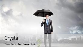  Presentation with sprout - Presentation design featuring protecting sprout growing in desert background and a light gray colored foreground