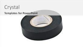  Presentation with circle - Presentation theme enhanced with protection-circle-black-adhesive-tape background and a  colored foreground