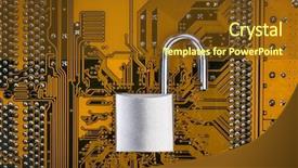  Presentation with computer security - Presentation consisting of protection concept security lock background and a tawny brown colored foreground