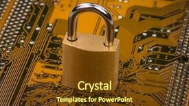  Presentation with security network - Colorful presentation enhanced with protection concept security lock backdrop and a tawny brown colored foreground
