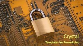  Presentation with network security - Audience pleasing presentation theme consisting of protection concept security lock backdrop and a tawny brown colored foreground