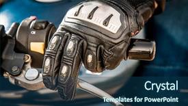 Presentation with motorcycle racing - PPT layouts consisting of protection from falls and accident background and a ocean colored foreground