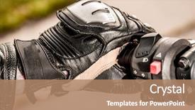  Presentation with motorcycle racing - PPT theme consisting of protection from falls and accident background and a coral colored foreground