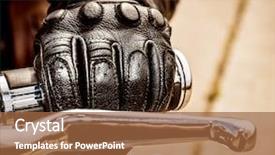  Presentation with motorcycle racing - PPT layouts having protection from falls and accident background and a tawny brown colored foreground