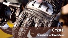  Presentation with motorcycle racing - Cool new PPT theme with protection from falls and accident backdrop and a tawny brown colored foreground