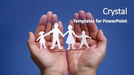  Presentation with chain - Audience pleasing PPT theme consisting of protection of cupped hand backdrop and a ocean colored foreground