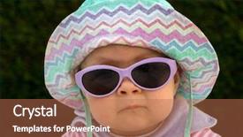  Presentation with sun radiation - Presentation having protection radiation - baby with sun hat background and a coral colored foreground