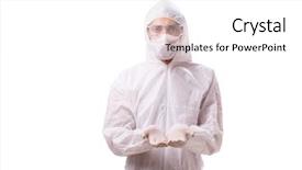  Presentation with radiation - Audience pleasing presentation design consisting of protection radiation - man in protective suit isolated backdrop and a white colored foreground