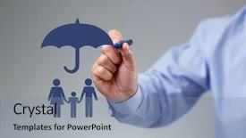  Presentation with umbrella protection - Colorful slides enhanced with protection security finance and insurance backdrop and a seafoam green colored foreground