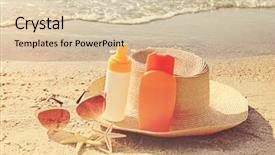  Presentation with cancer care - PPT theme enhanced with protection set on beach skin background and a lemonade colored foreground