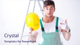  Presentation with occupational health safety - Presentation theme consisting of protective equipment in safety background and a sky blue colored foreground