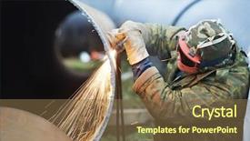  Presentation with pipe welding - Beautiful slides featuring protective glasses cutting metal backdrop and a tawny brown colored foreground