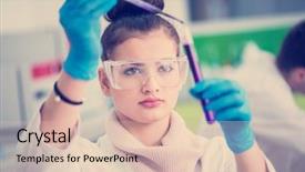  Presentation with making medicine - Cool new PPT theme with protective glasses making chemistry backdrop and a lemonade colored foreground